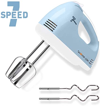 Suweor Upo 7 Speed Hand Mixer Electric, Portable Kitchen Hand Held Mixer,Immersion Blender Whisk for Food Whipping,Egg Whisk,Cake Mixer,Milk Frother,Bread Maker,Beater (Blue)