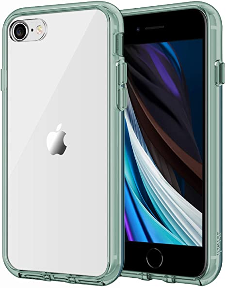 JETech Case for Apple iPhone SE 2020 2nd Generation, iPhone 8 and iPhone 7, 4.7-Inch, Shockproof Bumper Cover, Anti-Scratch Clear Back, Midnigth Green