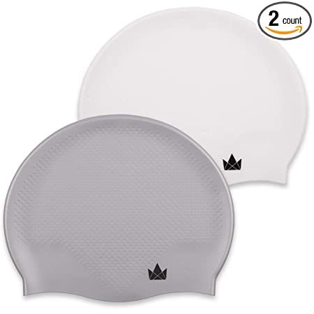 The Friendly Swede Silicone Swim Caps for Adult OR Kids (2 Pack)