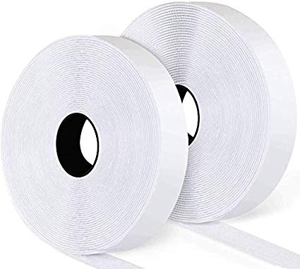 16.4Ft x 1 Inch Adhesive Hook and Loop Tape Roll, Hompie Self Back Sticky Fastening Strips Fabric Fastener Mounting Patch for Sewing, Crafting,DIY(White)