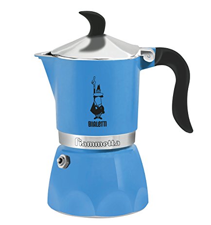 Bialetti: "Fiammetta" Colours 3-Cups BLUE, New Ergonomic Shape for Handle and Knob [ Italian Import ]