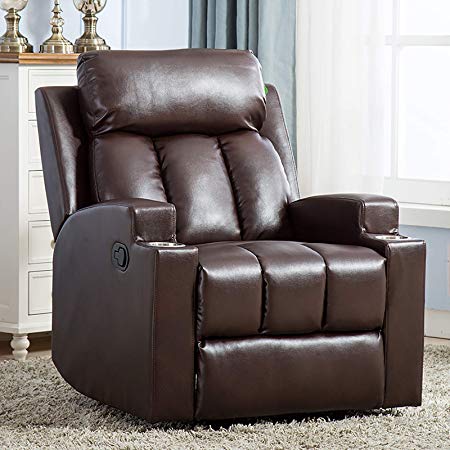 ANJ Chair Recliner Contemporary Theater Recliner with 2 Cup Holders Chocolate