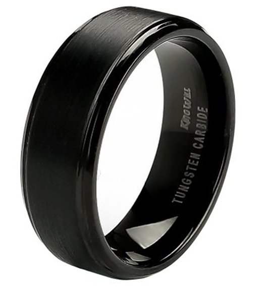 King Will Men's 8mm Black Tungsten Carbide Ring Comfort Fit Brushed Wedding Band