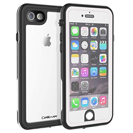 CellEver iPhone 6 / 6s Case Waterproof Shockproof IP68 Certified SandProof Snowproof Full Body Protective Clear Transparent Cover Fits Apple iPhone 6 and iPhone 6s (4.7") - KZ White