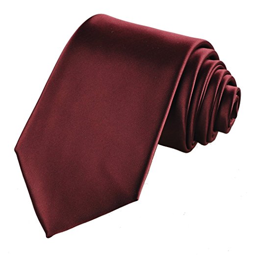 KissTies Mens Solid Satin Tie Pure Color Necktie Wedding Ties   Gift Box