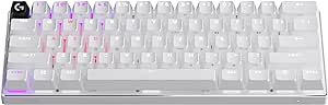 Logitech G PRO X 60 Lightspeed Wireless Gaming Keyboard, Ultra Compact TKL 60% Mechanical Keyboard for Windows PC, LIGHTSYNC RGB, Dual-Shot PBT Keycaps, GX Optical Tactile Switches - White