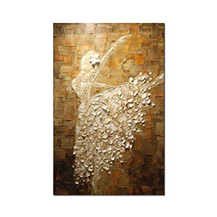 V-inspire Paintings, 24x40 Inch Hand Painting Ballerina Girl Abstract Art 3d Oil Painting Modern Art 100% Hand Painted Wall Decoration