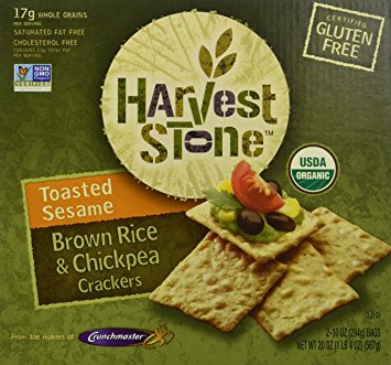 Harvest Stone Organic Brown Rice & Chickpea Crackers, Gluten Free Pack 2 bags Net Total WT 20 oz 567grams