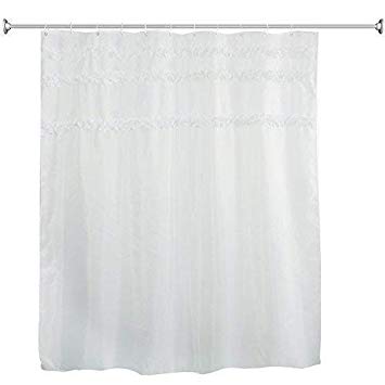 Decorative Lace white Shower Curtain with 12 Hooks, Mildew Resistant Waterproof Fabric Shower Curtain Liner,180cmx180cm(72''x72'')