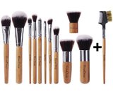 New Arrival EmaxDesign Makeup Brush Set Professional 12 Pieces Bamboo Handle Premium Synthetic Kabuki Foundation Blending Blush Eyeliner Face Liquid Powder Cream Cosmetics Brushes Kit With Bag