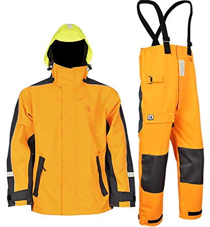 Rain Suit for Men Sailing Jacket with Bib Pants Fishing Foul Weather Gear