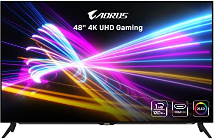 AORUS FO48U 48" 4K OLED Gaming Monitor, 3840x2160 Display, 120 Hz Refresh Rate, 1ms Response Time (GTG), 1x Display Port 1.4, 2X HDMI 2.1, 2X USB 3.0, with USB Type-C, Space Audio