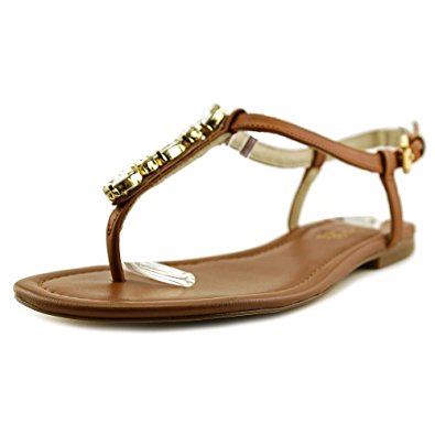 MICHAEL Michael Kors Jayden Flat Women Open Toe Leather Brown Thong Sandal