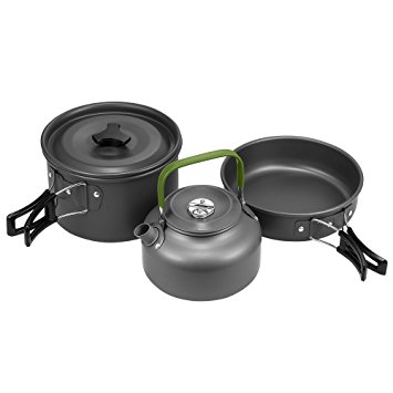 Terra Hiker Camping Cookware, Nonstick & Lightweight Pots & Pans with Mesh Set Bag for Backpacking, Hiking, Picnic