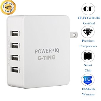 USB Wall Charger Quick Multi with Folding Plug Hub,4 Ports Output Rapid Charging Station,Portable Travel Adapter for iPhone Plus SE, iPad Air 2 / Pro, Samsung Galaxy Note Edge, LG