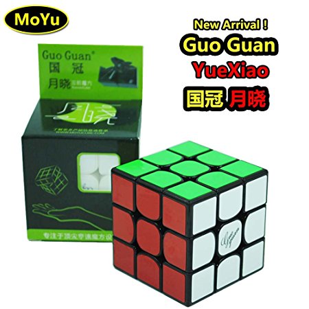 GoodPlay Moyu Guoguan Yuexiao 3x3 Speed Cube Sticker Intelligence Smooth Magic Cube Brain Teaser Puzzle Toys, Black   One Cube Bag