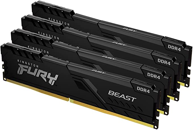 Kingston FURY Beast 128GB (4x32GB) 3600MHz DDR4 CL18 Desktop Memory Kit of 4 KF436C18BBK4/128, Black