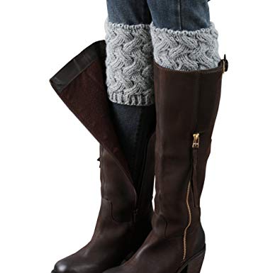 FAYBOX Short Women Crochet Boot Cuffs Winter Cable Knit Leg Warmers