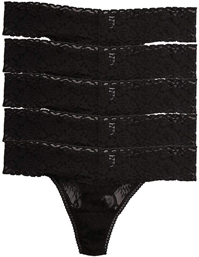 Felina | Signature Stretchy Lace Low Rise Thong 5-Pack | Panty