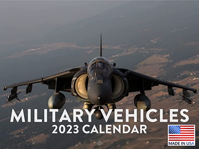 Military Vehicle Calendar 2023 Monthly Wall Hanging Calendar Army Navy Veteran Jet Tank Ship War Plane Large 30 Month Has 12 Month Write On Planner Plus 18 Month Preview 2022 and 2024 Made In USA