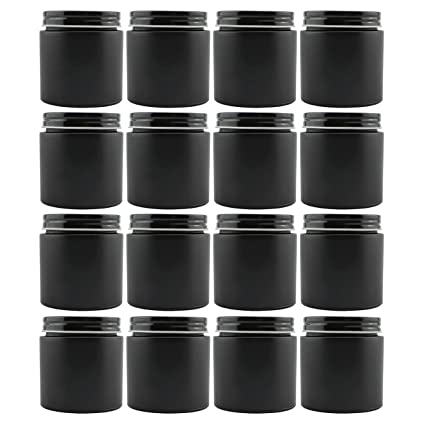 Cornucopia 4oz Black Coated Glass Jars (12-Pack); Cosmetic Jars with Black Metal Lids and Black Matte Exterior, 4-Ounce