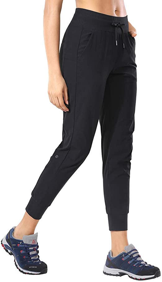 CRZ YOGA Women's Hiking Pants Lightweight Quick Dry Drawstring Joggers with Pockets Elastic Waist Travel Pull on Pants