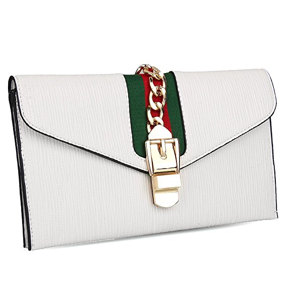 SSMY Designer Evening Envelope Clutch Bags Wristlet Purse Cross Body Bag with Adjustable Strap