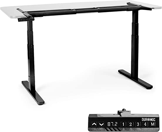 Duronic Sit Stand Desk Frame TM23 BK | Electric Standing Office Table | Height Adjustable 60-125cm | Ergonomic Workstation | BLACK | Memory Function | Dual Motor / 3 Stage