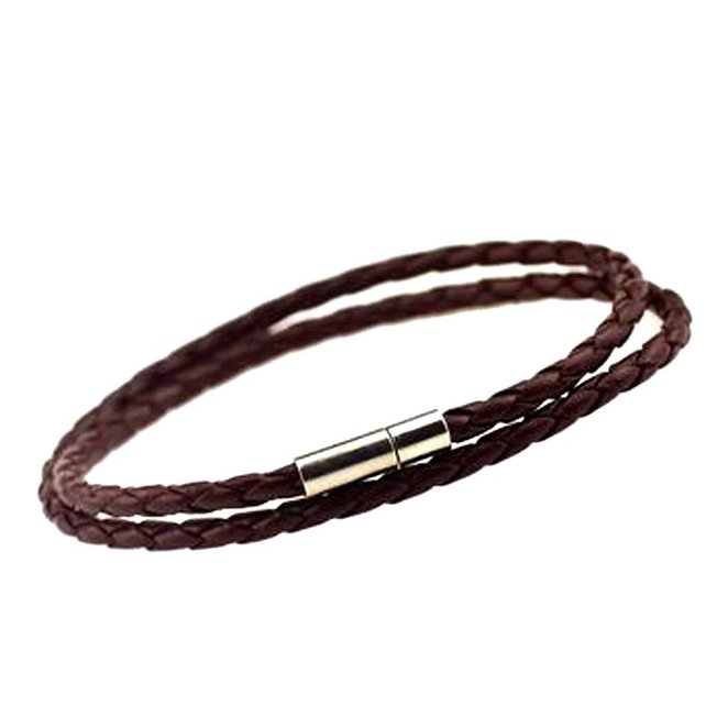 Handmade Leather Bracelets by Karma Leather: Vintage Infinity Wrap Style Leather Wristband For Men & Women - With Durable, Extra Strong Stainless Steel Clasp- 100% Genuine Braided Leather Cuff Bracelet, 16.5 Inches Long (Black)