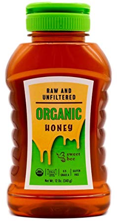Sweet Bee USDA Certified Organic Honey - Gluten Free, Kosher, Grade A, 100% Pure Raw and Unfiltered Natural Yucatán Mayan Squeeze Bottle Honey (12 oz)