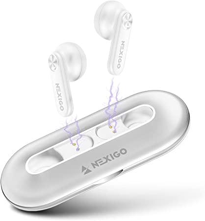 NexiGo Air T2 Ultra-Thin Wireless Earbuds, Qualcomm QCC3040, Bluetooth 5.2, 4-Mic CVC 8.0 Noise Cancelling for Clear Calls, aptX, 28H Playtime, USB-C, IPX5 Waterproof, Silver