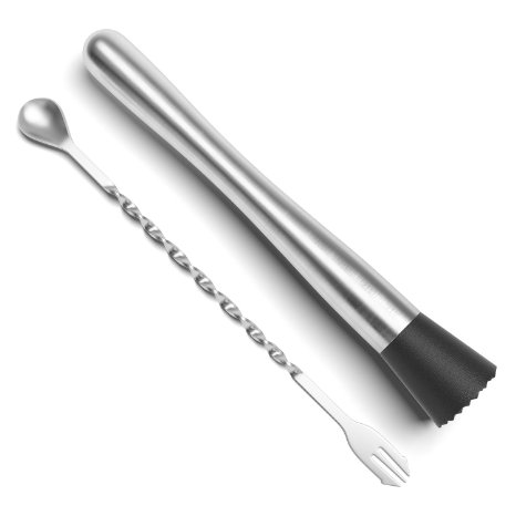 10" Premium Cocktail Muddler and Mixing Spoon by Cresimo