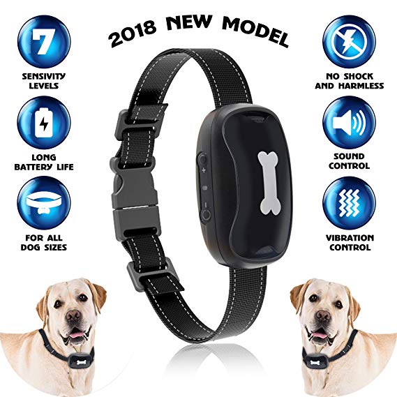 Dog Bark Collar [2018New Version] Humanely Stops Barking with Sound and Vibration. No Shock, Harmless and Humane. Small Dog Bark Collar, Medium Dog Bark Collar Free Spirit Bark Collar Anti Bark