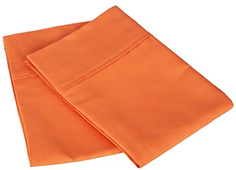 1500 Series 100% Brushed Microfiber Standard Pillowcase Set Solid, Orange - Super Soft and Wrinkle Resistant