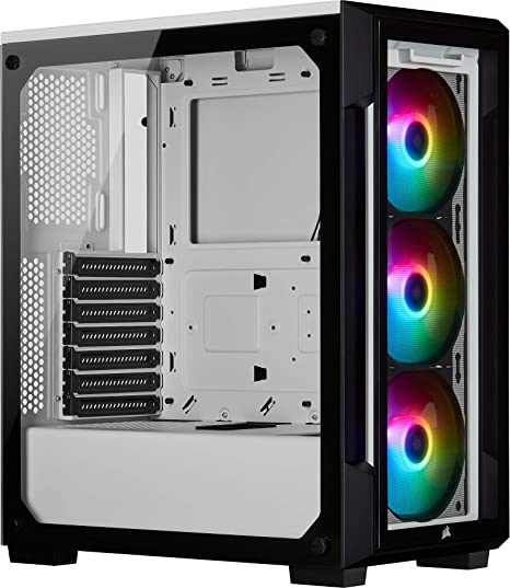 Corsair iCUE 220T RGB, Tempered Glass Mid-Tower ATX Smart Gaming Case, White