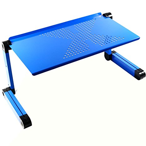 Sminiker Adjustable Aluminum Laptop Stand Laptop Lap Desk Table Vented for Bed Laptop Tray for Lap Multifuctional & Ergonomics Design Dual Layer (Blue)