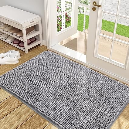 OLANLY Dog Door Mat for Muddy Paws, Absorbs Moisture and Dirt, Absorbent Non-Slip Washable Mat, Quick Dry Microfiber, Mud Mat for Dogs, Entry Indoor Door Mat for Inside Floor(48x30 Inches, Grey)