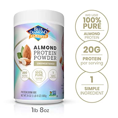 Blue Diamond Almonds Almond Protein Powder, Unsweetened - 20g Protein, Plant Based, Vegan, Gluten Free, Non Dairy, Non-GMO, 100% Pure Almond Protein, 24 Ounce