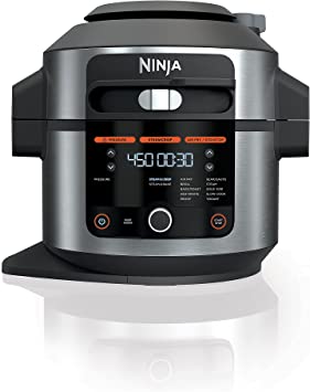 Ninja OL501 Foodi Pressure Cooker Steam Fryer, with 14 programs, SteamCrisp Technology, Cook & Crisp Plate, Reversible Rack & 45 Recipe Cookbook, Black and Silver