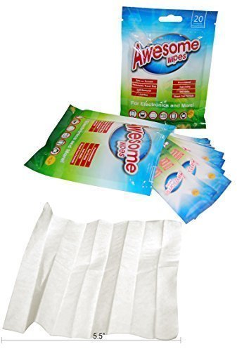 AwesomeWipes Disinfecting Wipes for Electronics. Anti-static, Lint-free, Streak-free, Pre-moistened, Kills Germs. 20 Wet Cloths in Resealable Travel Bag. Satisfaction Guarantee.