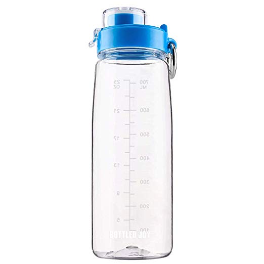 BOTTLED JOY Dishwasher Safe Water Bottle with Straw/Flip Top and Handle - 100% BPA-Free Tritan Lightweight Wide Mouth Sports Bottle for Outdoor Hiking Camping 27oz 800ml