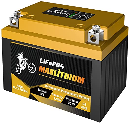 Maxlithium YTX4L-BS/YTX5L-BS Lithium Powersports Battery 12V 2.5Ah 150A with Battery State-of-charge Indicator, Compatible ATV, UTV, Scooter, Snowmobile, 4 Wheeler, Lawn Mower and Generator Battery