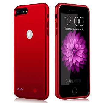 iPhone 7 Plus Battery Case,TQTHL Ultra Slim Extended Portable Charger for iPhone 7 Plus 5.5" 4000mAh Capacity Juice Bank/Lightning Rechargeable Protective Case (More than 130% Extra Power)-Red