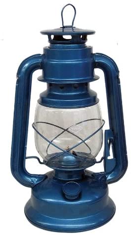 V&O 200-30060 Camper Brass Trim Oil Lantern, Blue