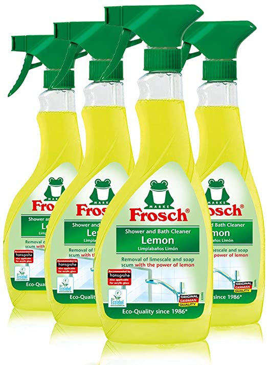 Frosch Natural Lemon Multi Surface Shower and Bathroom Spray Cleaner, 16.9 fl oz (Pack of 4)