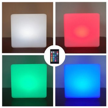 LOFTEK OutdoorIndoor Rechargeable LED Light Cordless with RGB Colorful Changing Remote Control Changing Cube 8