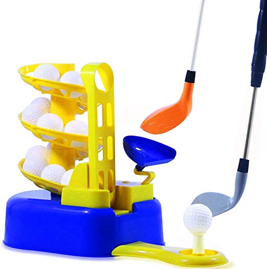 heytech Golf Toys Set Golf Ball Training Machine Sports Gaming Learning, Active, Early Educational, Outdoors Exercise Toy (Yellow) (Renewed)