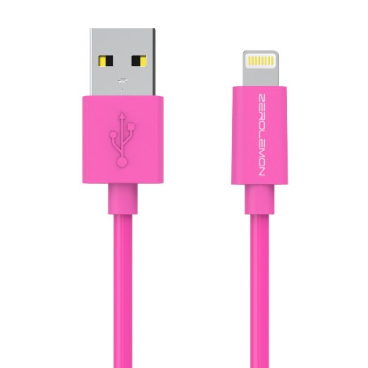 [Apple MFi Certified] ZeroLemon Lightning to USB Plastic PVC Cable 6 inch / 15 cm   Enhanced Plastic Cap for iPhone, iPod and iPad [2 Year Warranty] - PVC Pink