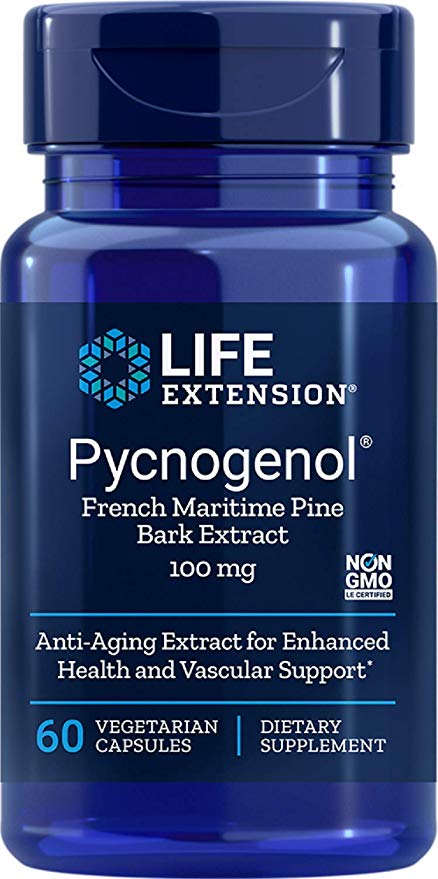 Life Extension Pycnogenol French Maritime Pine Bark Extract 100 Mg 60 Vegetarian Capsules