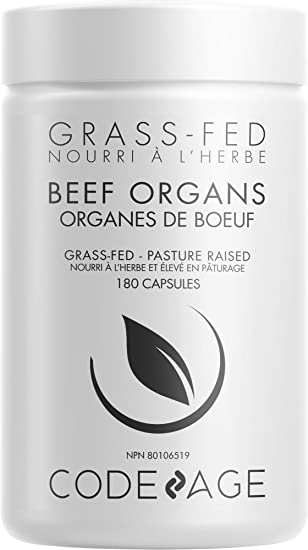 Codeage Grass Fed Beef Organs Supplement – Glandular Supplements - Freeze Dried, Non-Defatted, Desiccated Liver, Heart, Kidney, Pancreas & Spleen Bovine Pills – Beef Vitamins - Non-GMO -180 Capsules